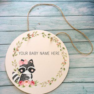 Baby Room Custom Sign 12" Thin Round Birch Handmade Wood Door Wall Decor